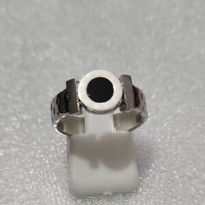 Silver and Black Roman Ring Stainless Steel Sz 7